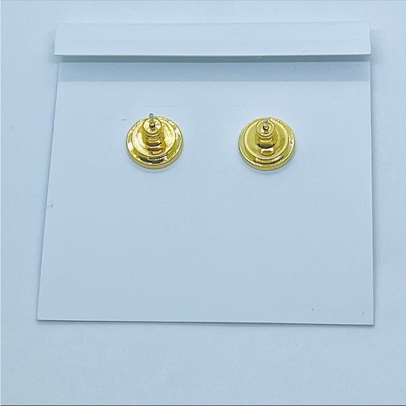 Tory Burch Miller Circle Gold Pierced Earrings Classic Style - Picture 3 of 5